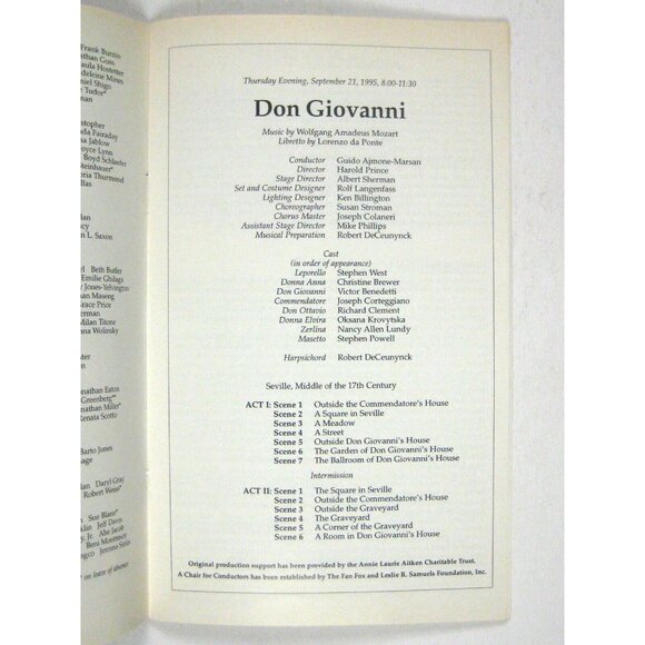 New City Opera Stagebill 1995 Don Giovanni Mozart Christine Brewer Krovytska - Picture 7 of 8